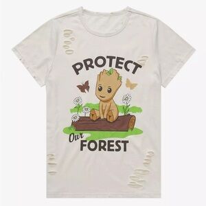 Cream 'Protect Our Forest' Baby Groot Marvel Graphic Tee
